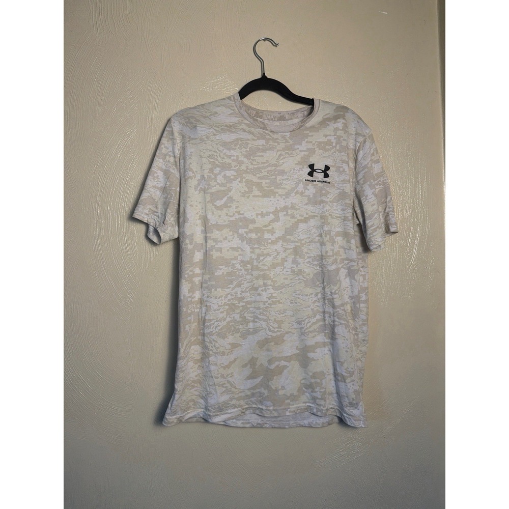 Under Armour Men's Loose ABC Camo Short Sleeve Shirt White Gray Size Small